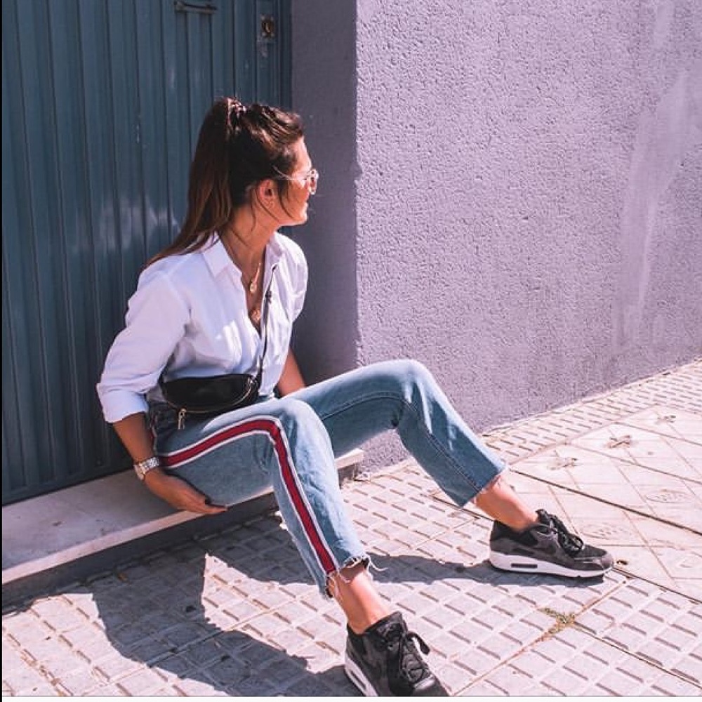 Zara side stripe high rise jeans